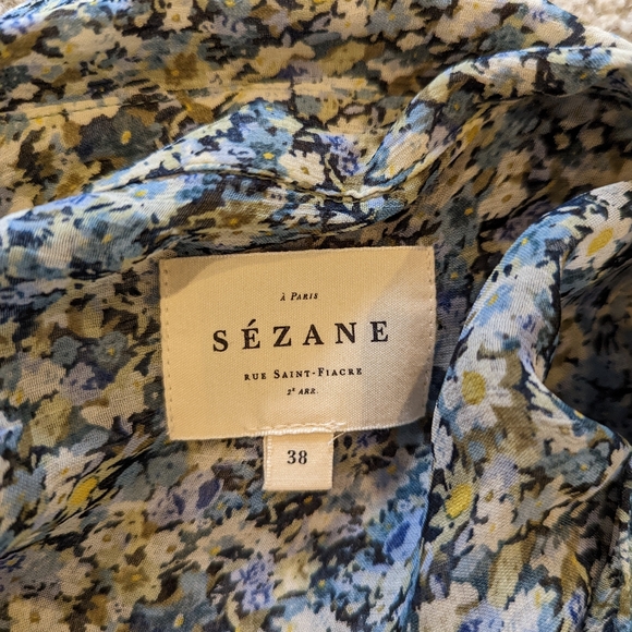 Sezane Tianna Shirt In Blue Floral Size 38 / US 6 / M - Picture 11 of 12